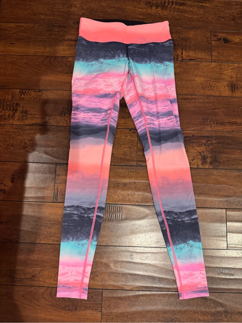 lululemon athletica Coral, Pink & Teal Ombre Wave Leggings